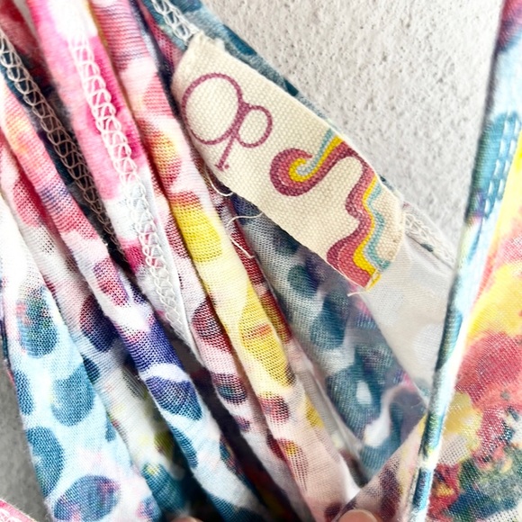 OP |🌈🐆Rainbow Cheetah Print Knotted Racerback Long Tank Top - Picture 11 of 12